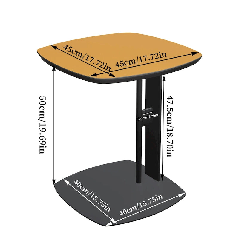 Table basse en pierre frittée blanche et marron de selle avec 2 tiroirs, carrée/ronde
