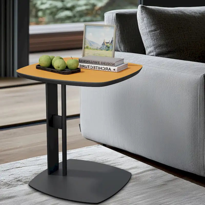 Table basse en pierre frittée blanche et marron de selle avec 2 tiroirs, carrée/ronde