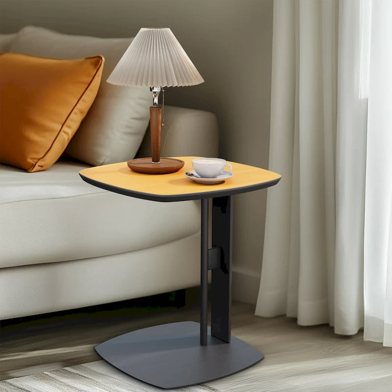 Table basse en pierre frittée blanche et marron de selle avec 2 tiroirs, carrée/ronde