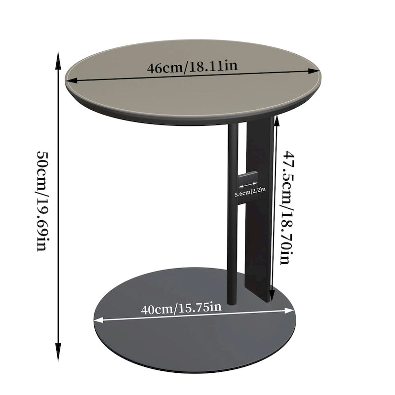 Table basse en pierre frittée blanche et marron de selle avec 2 tiroirs, carrée/ronde