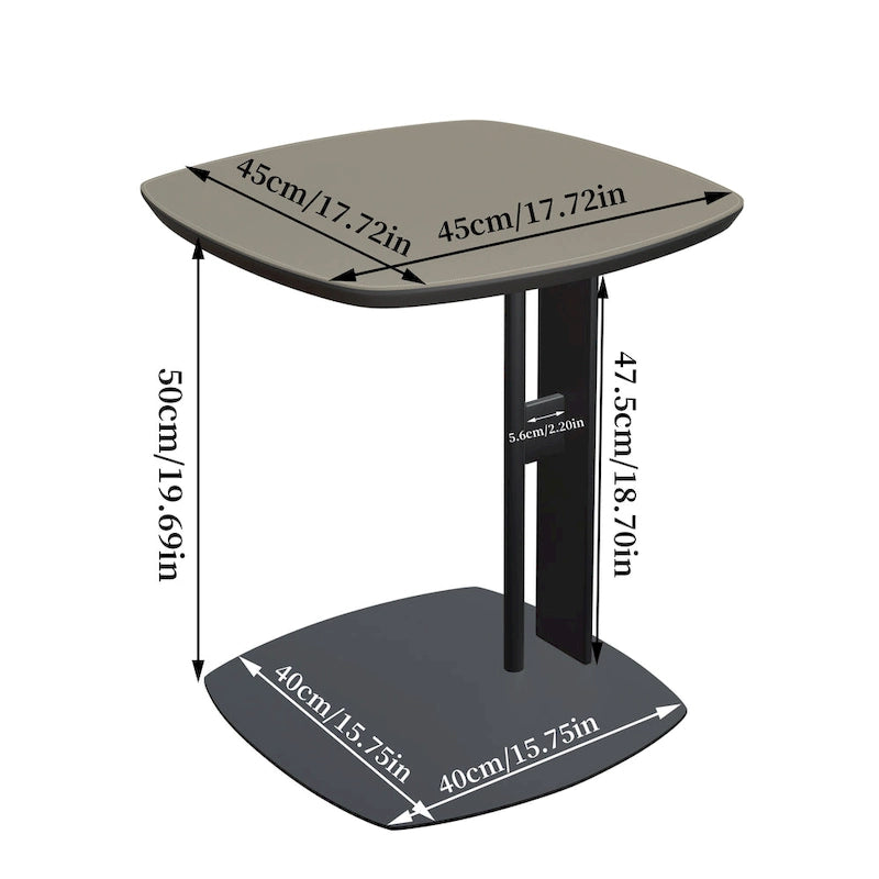 Table basse en pierre frittée blanche et marron de selle avec 2 tiroirs, carrée/ronde