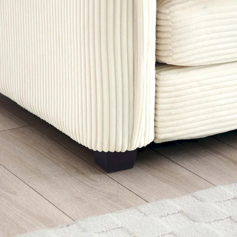 Canapé d'angle modulaire en velours côtelé en U, 6 places, vert / beige / sable / gris, avec ottoman