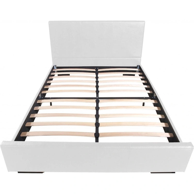 Lit King Size en Similicuir Blanc avec Tête de Lit (2 Places)