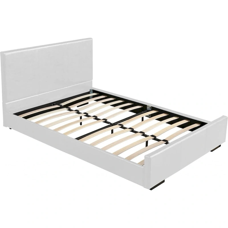 Lit King Size en Similicuir Blanc avec Tête de Lit (2 Places)