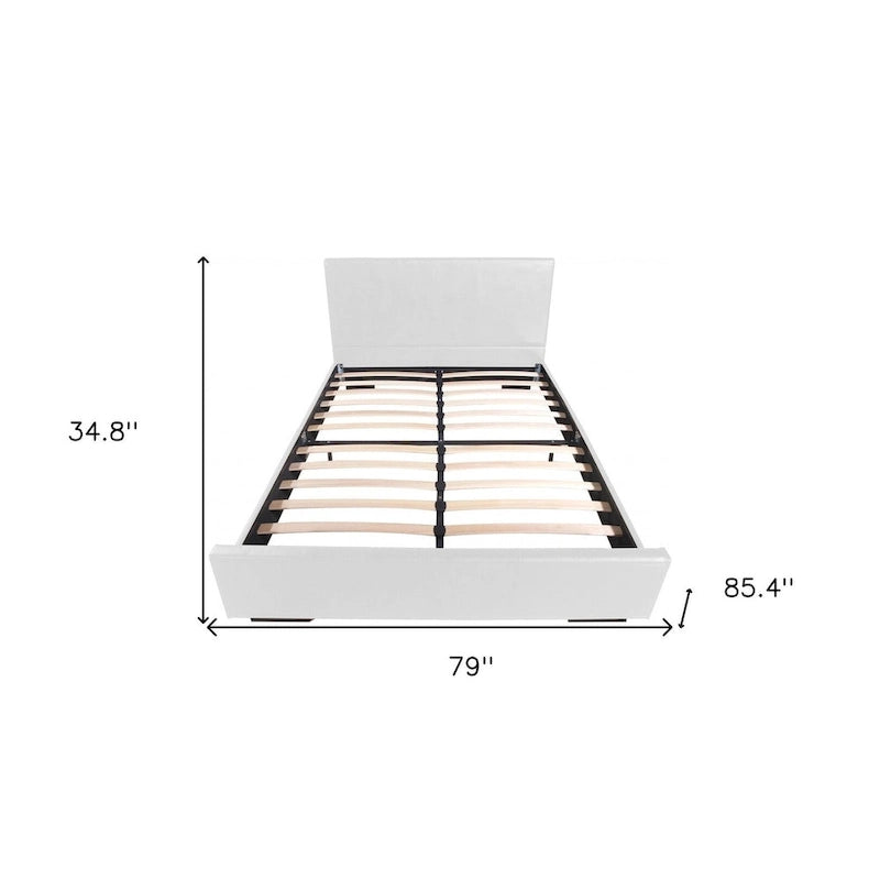 Lit King Size en Similicuir Blanc avec Tête de Lit (2 Places)