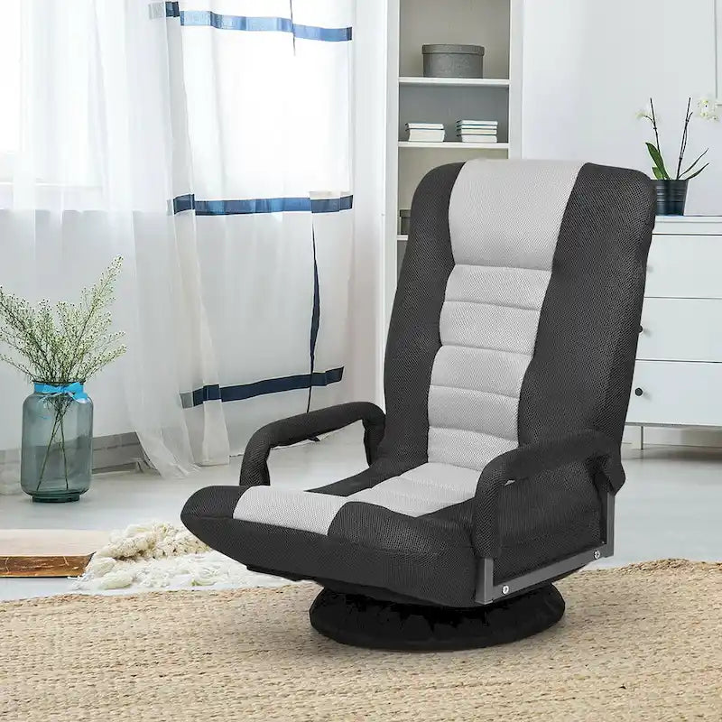 Chaise de jeu pliable pour 1 personne, pivotante à 360°, marron / gris / rouge / bleu