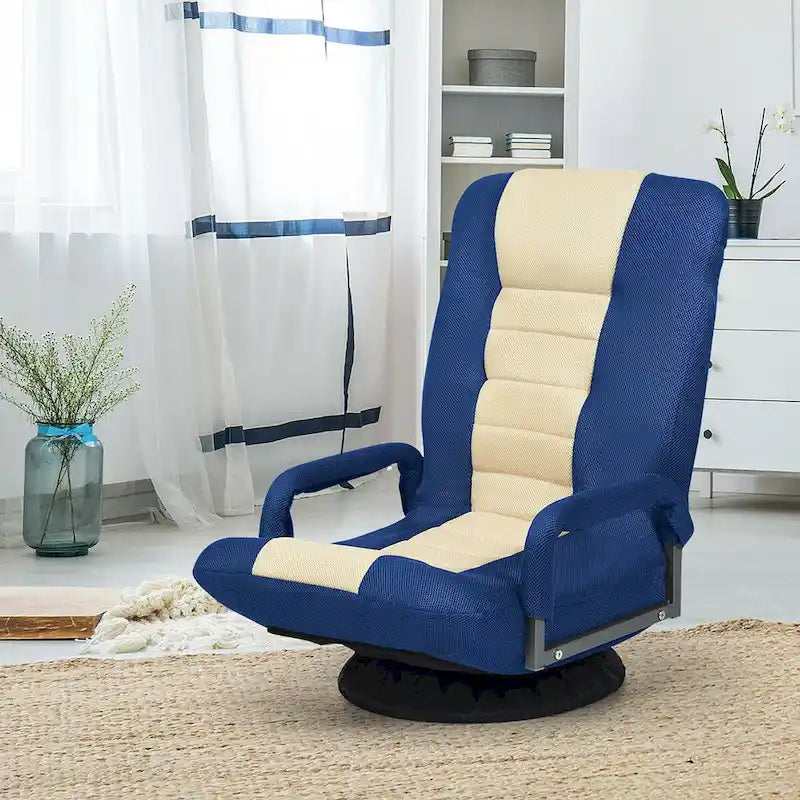 Chaise de jeu pliable pour 1 personne, pivotante à 360°, marron / gris / rouge / bleu