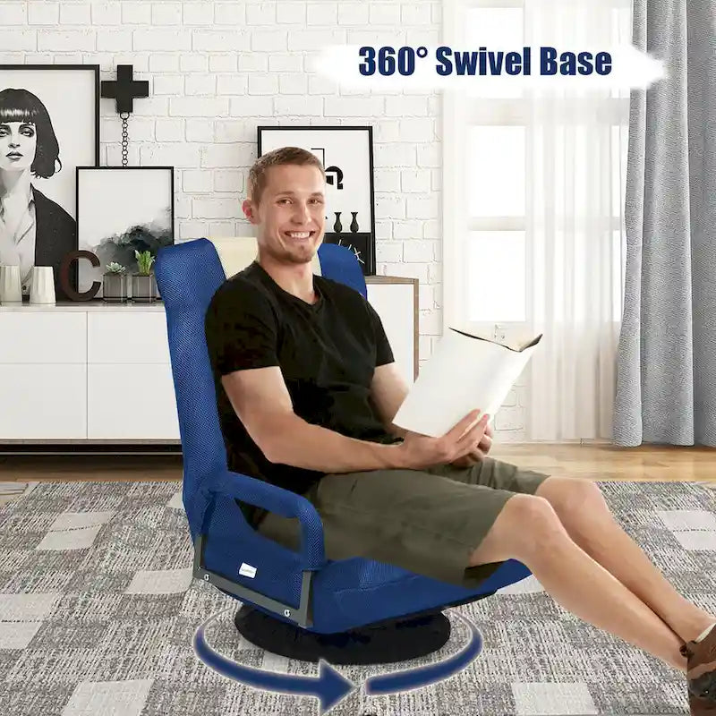 Chaise de jeu pliable pour 1 personne, pivotante à 360°, marron / gris / rouge / bleu