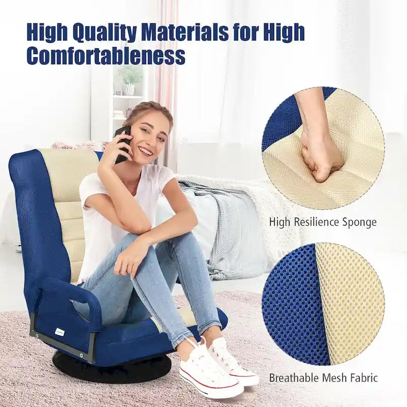 Chaise de jeu pliable pour 1 personne, pivotante à 360°, marron / gris / rouge / bleu