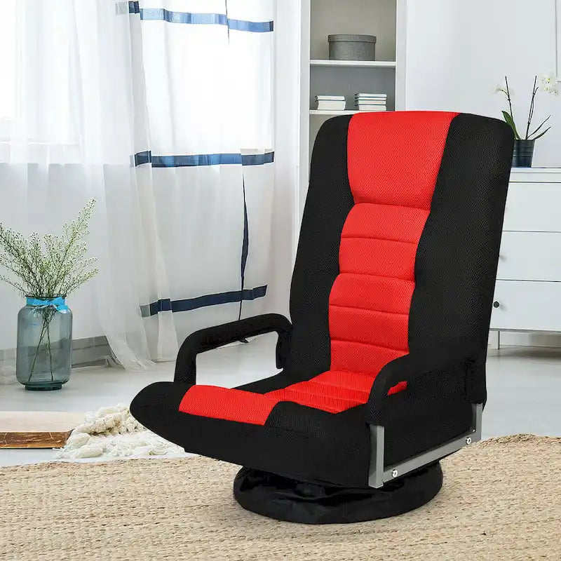 Chaise de jeu pliable pour 1 personne, pivotante à 360°, marron / gris / rouge / bleu