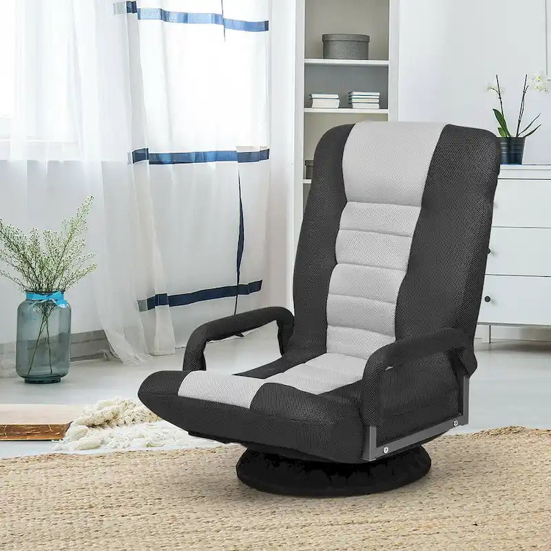 Chaise de jeu pliable pour 1 personne, pivotante à 360°, marron / gris / rouge / bleu