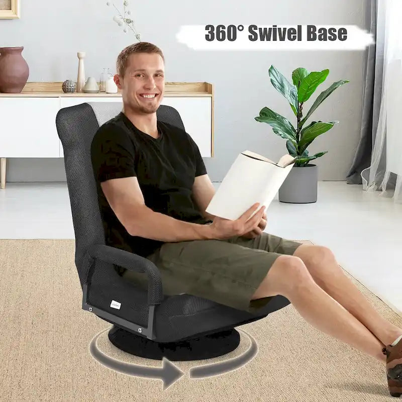 Chaise de jeu pliable pour 1 personne, pivotante à 360°, marron / gris / rouge / bleu