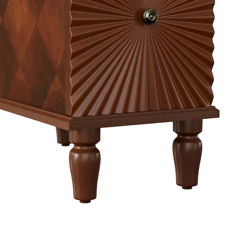 Table de chevet en noyer à 2 tiroirs, style moderne du milieu du siècle, simple
