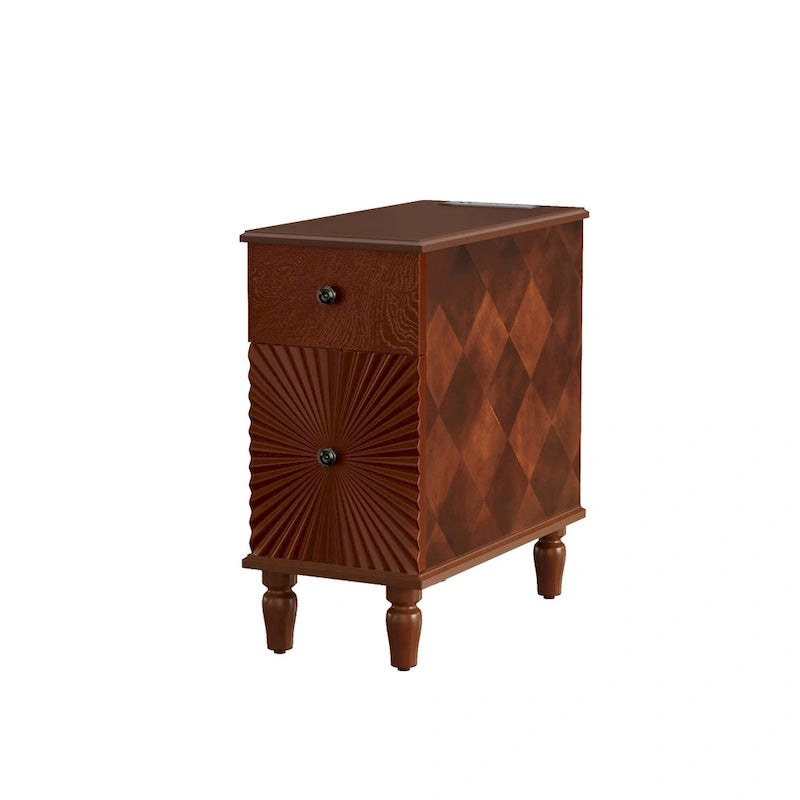 Table de chevet en noyer à 2 tiroirs, style moderne du milieu du siècle, simple