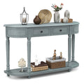 Console de style rétro bleue avec 2 tiroirs et étagère ouverte
