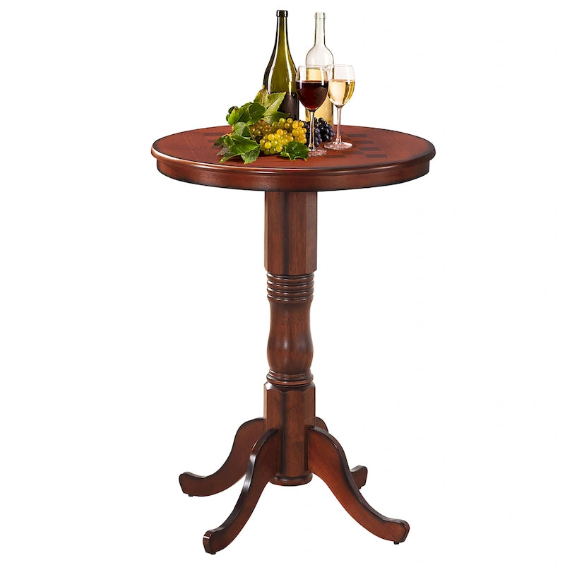 Table de pub ronde à damier, style bistrot, 2 places, couleur châtaigne