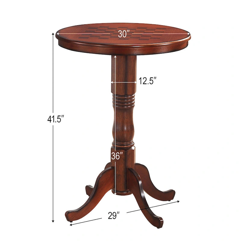 Table de pub ronde à damier, style bistrot, 2 places, couleur châtaigne