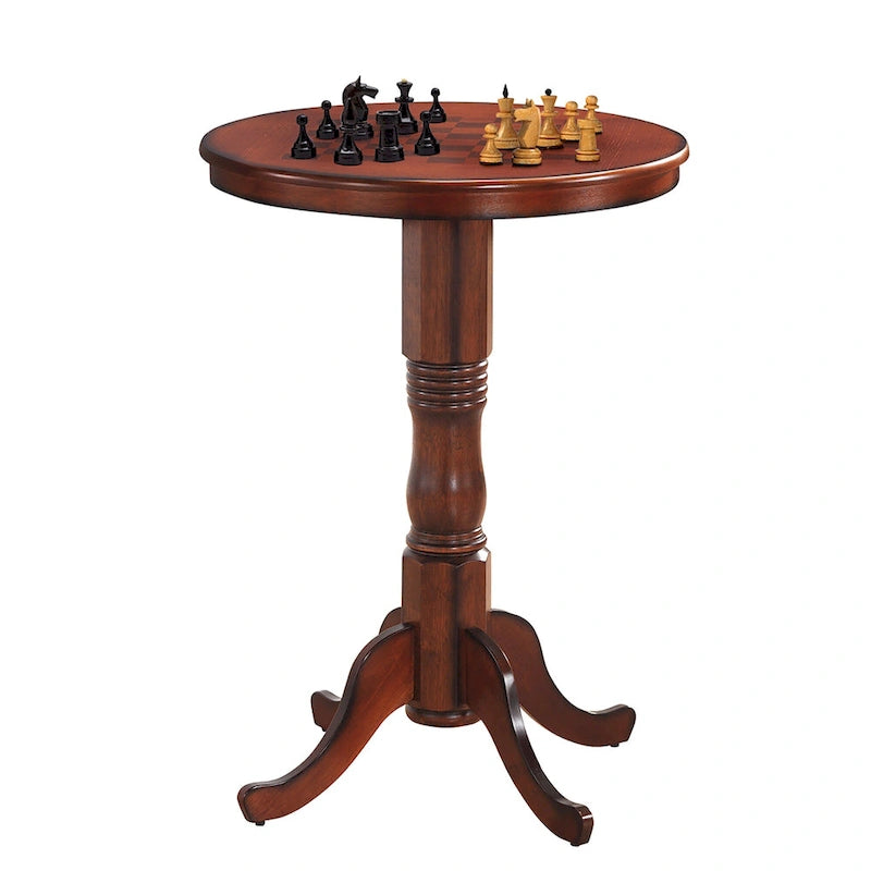 Table de pub ronde à damier, style bistrot, 2 places, couleur châtaigne