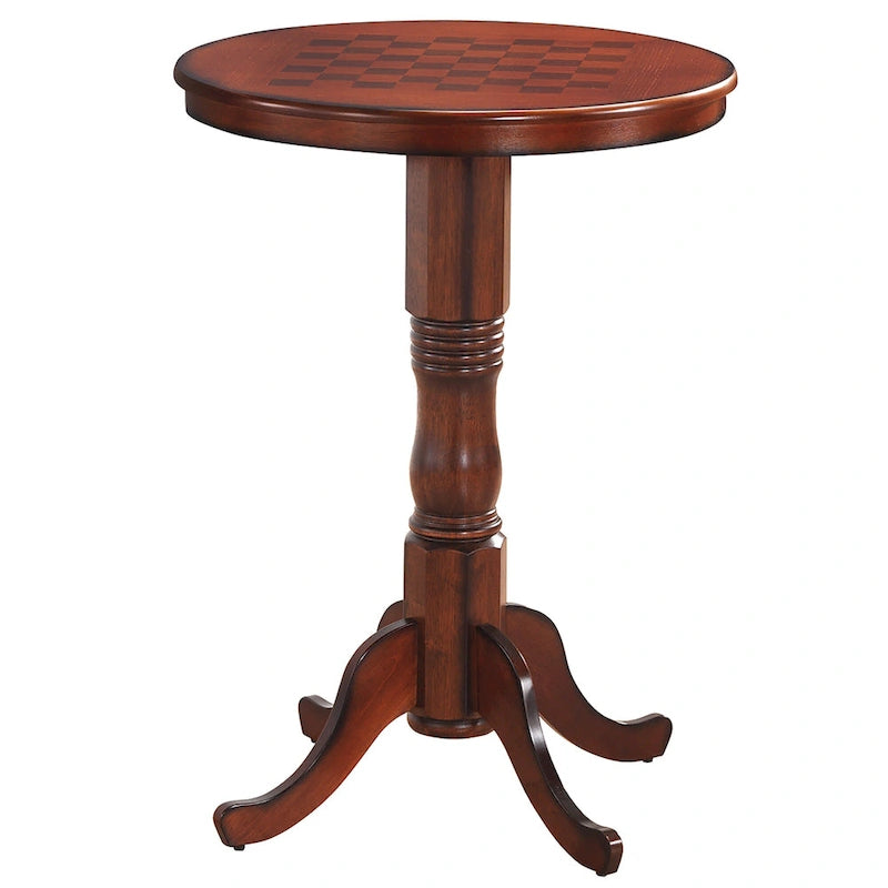 Table de pub ronde à damier, style bistrot, 2 places, couleur châtaigne