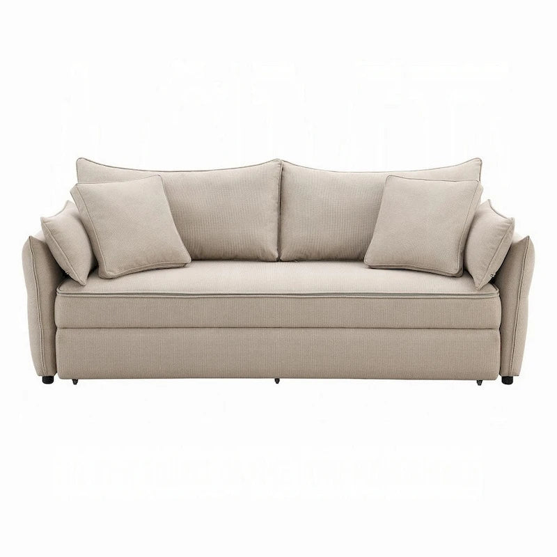 Canapé-lit gigogne beige et noir, 221 cm, 3 places