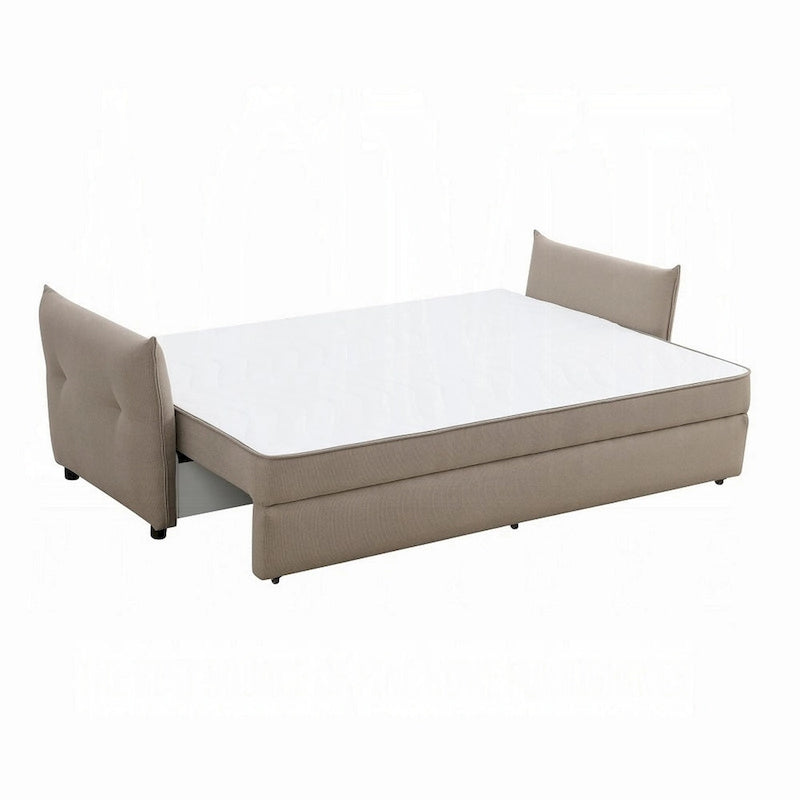 Canapé-lit gigogne beige et noir, 221 cm, 3 places