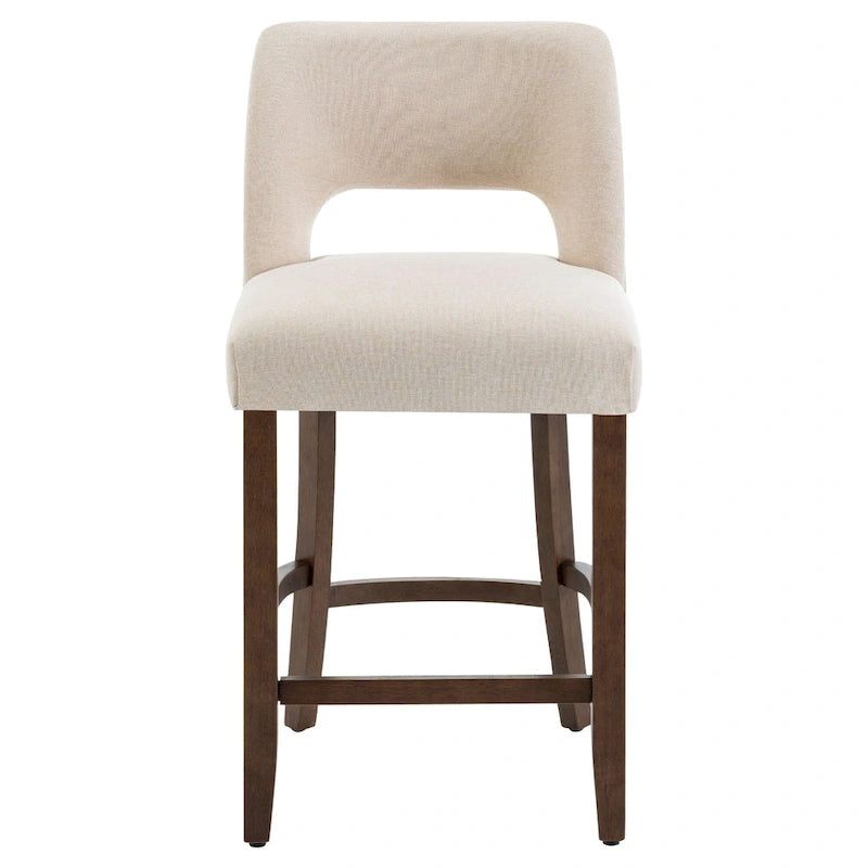 Tabouret de bar en tissu blanc/orange/gris/marron/vert avec repose-pieds, lot de 2