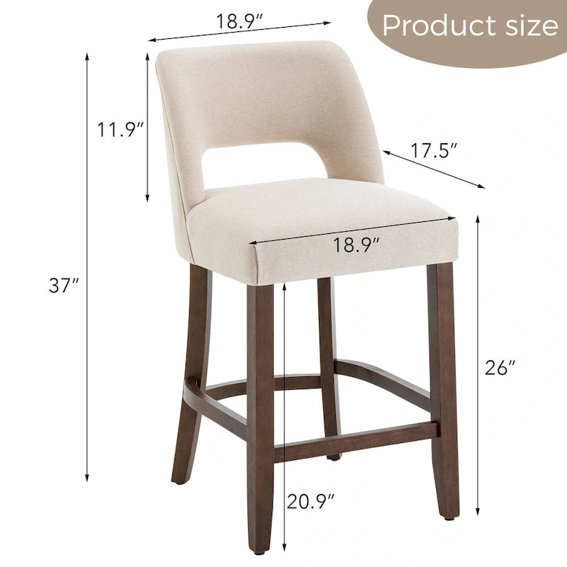 Tabouret de bar en tissu blanc/orange/gris/marron/vert avec repose-pieds, lot de 2