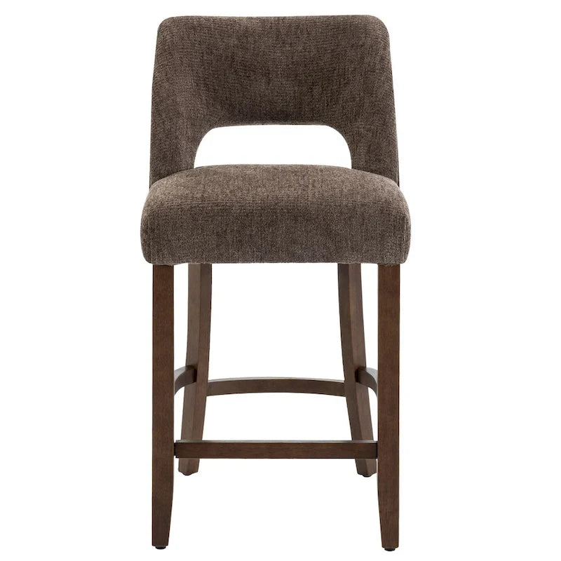 Tabouret de bar en tissu blanc/orange/gris/marron/vert avec repose-pieds, lot de 2