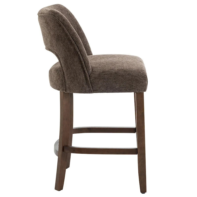 Tabouret de bar en tissu blanc/orange/gris/marron/vert avec repose-pieds, lot de 2
