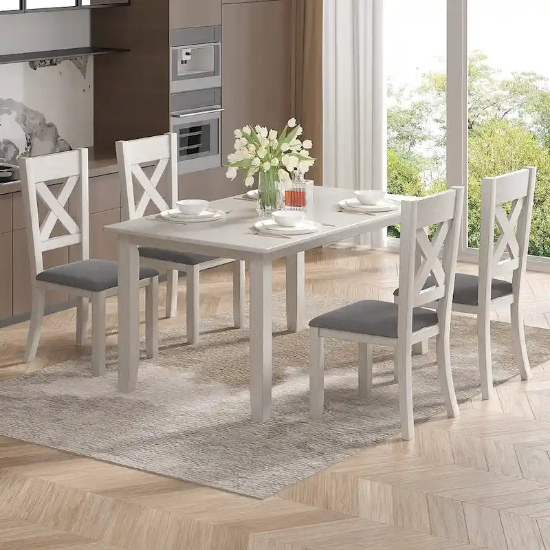 Table à manger rectangulaire moderne grise, 4 à 6 places