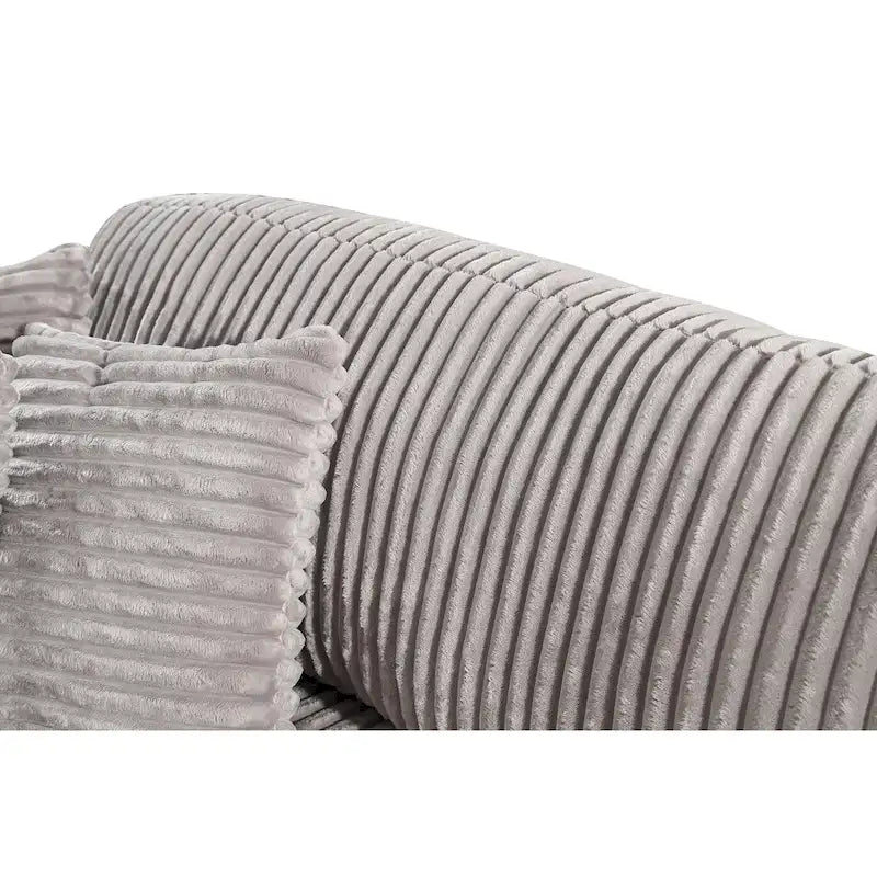 Antique Navy Blue / Light Gray Corduroy Convertible Sleeper Sectional Sofa, Seats 4–5, 6 Pillows