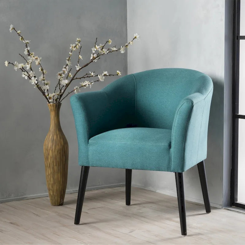 Fauteuil rembourré en tissu, pieds noirs, 1 place