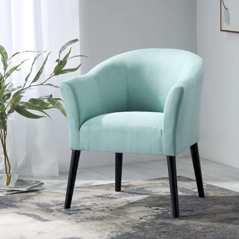 Fauteuil rembourré en tissu, pieds noirs, 1 place