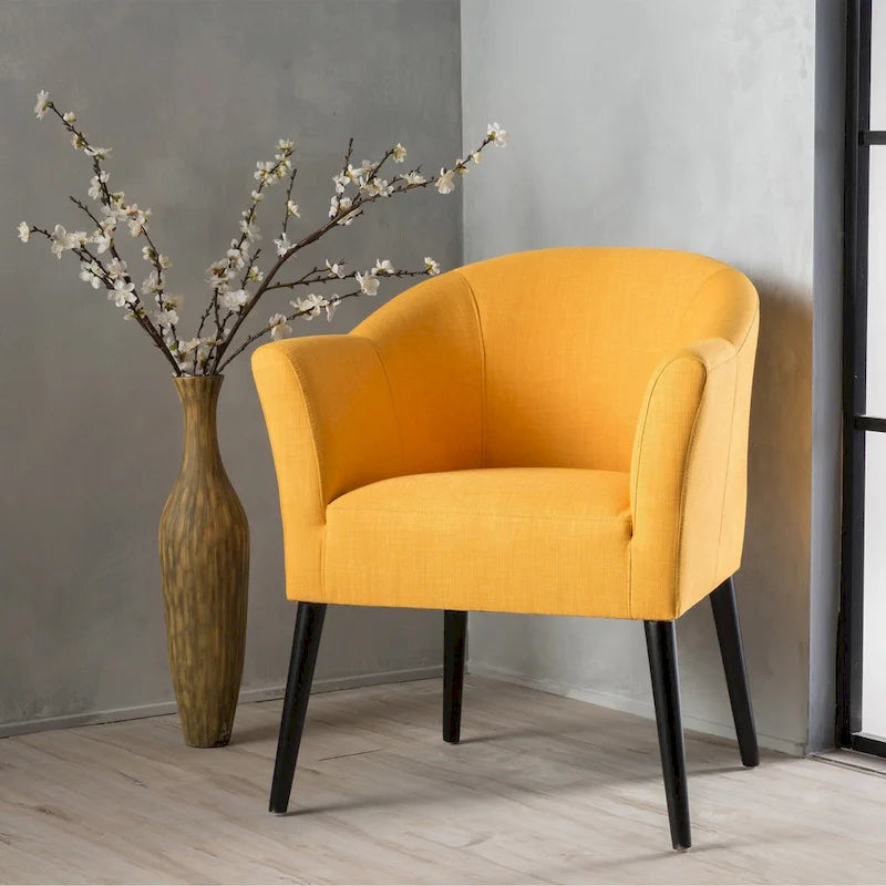 Fauteuil rembourré en tissu, pieds noirs, 1 place