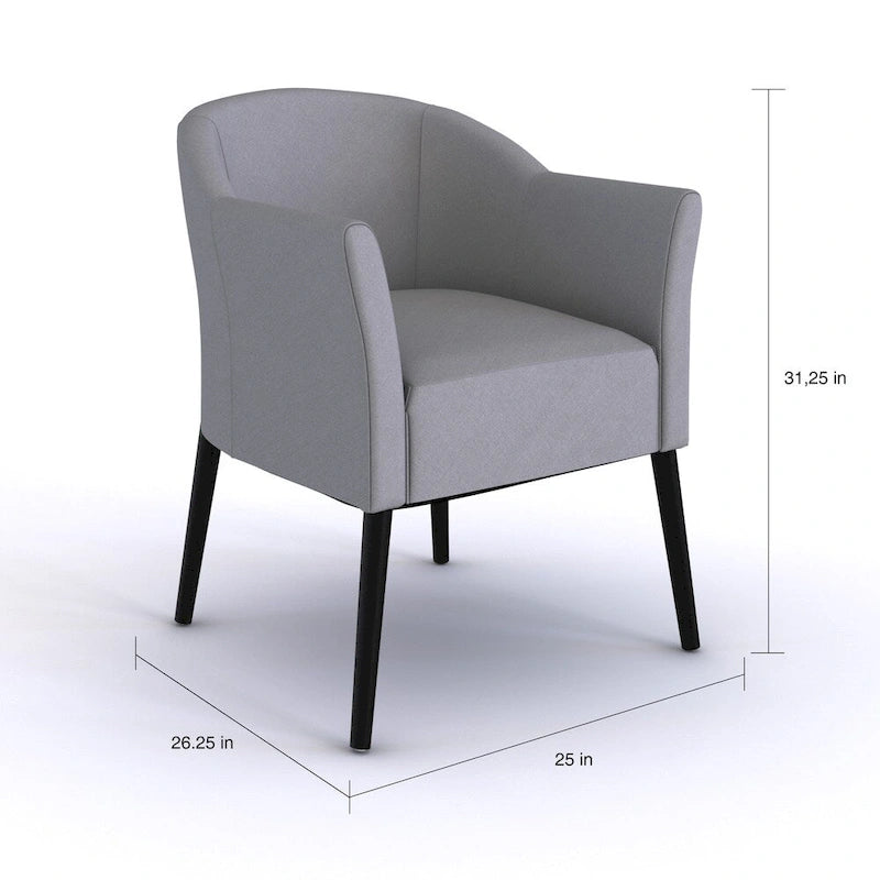Fauteuil rembourré en tissu, pieds noirs, 1 place