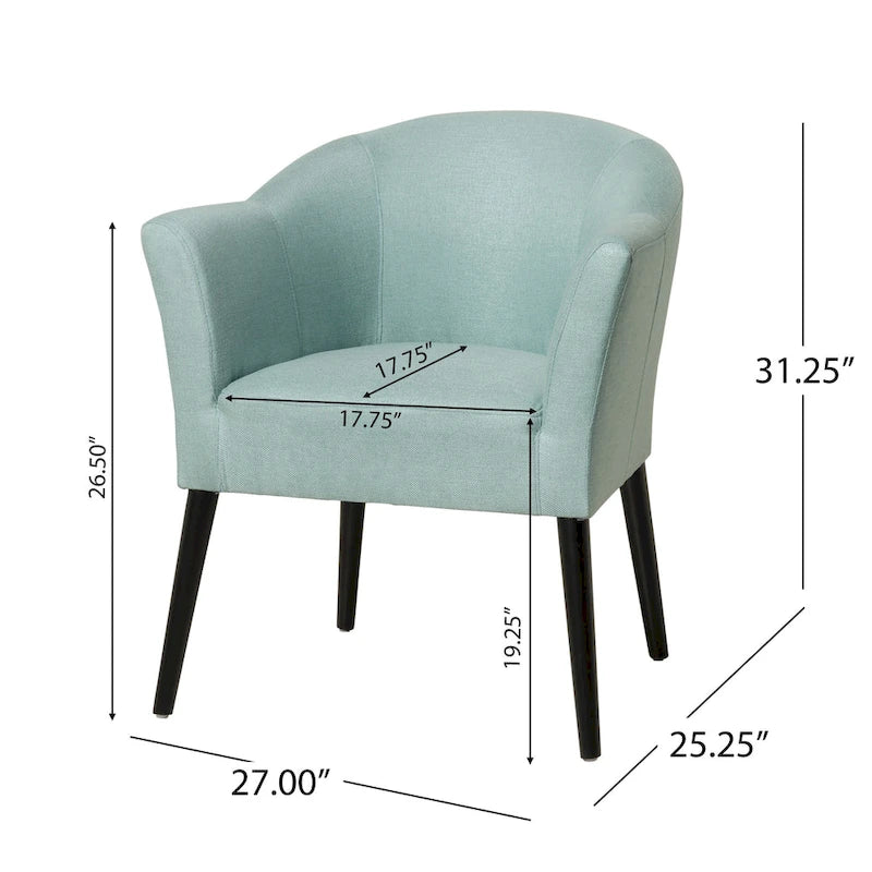 Fauteuil rembourré en tissu, pieds noirs, 1 place