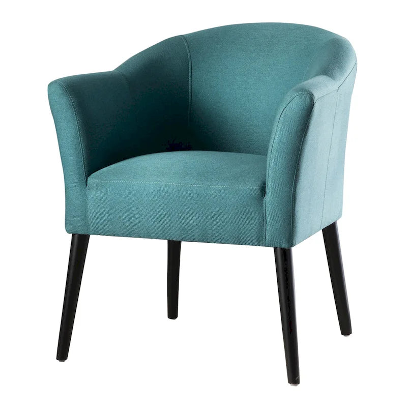 Fauteuil rembourré en tissu, pieds noirs, 1 place