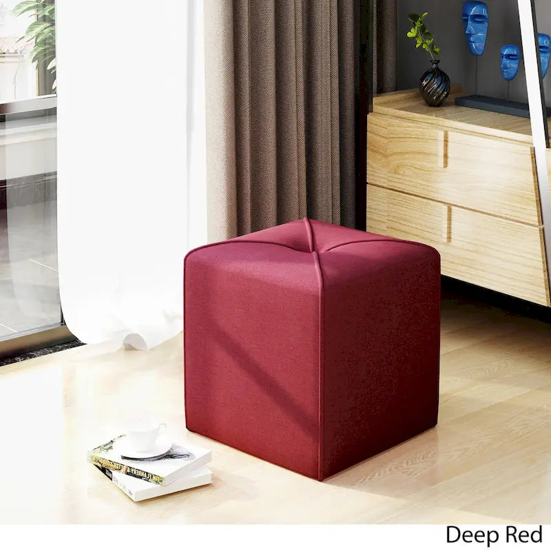 Pouf carré capitonné – Rouge / Lavande / Bleu marine / Violet / Anthracite – 1 place