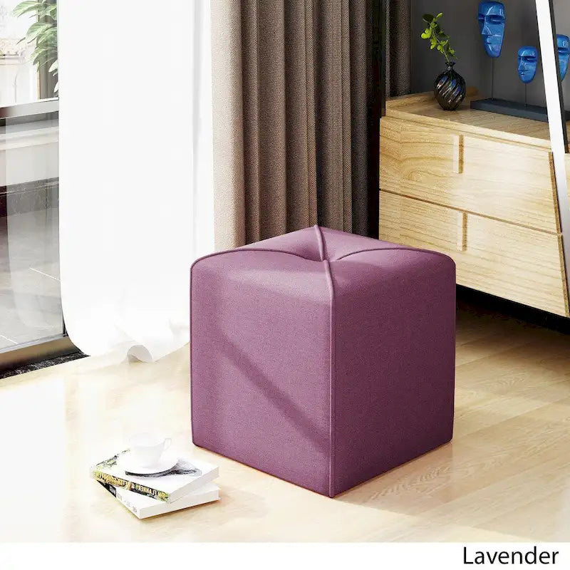 Pouf carré capitonné – Rouge / Lavande / Bleu marine / Violet / Anthracite – 1 place