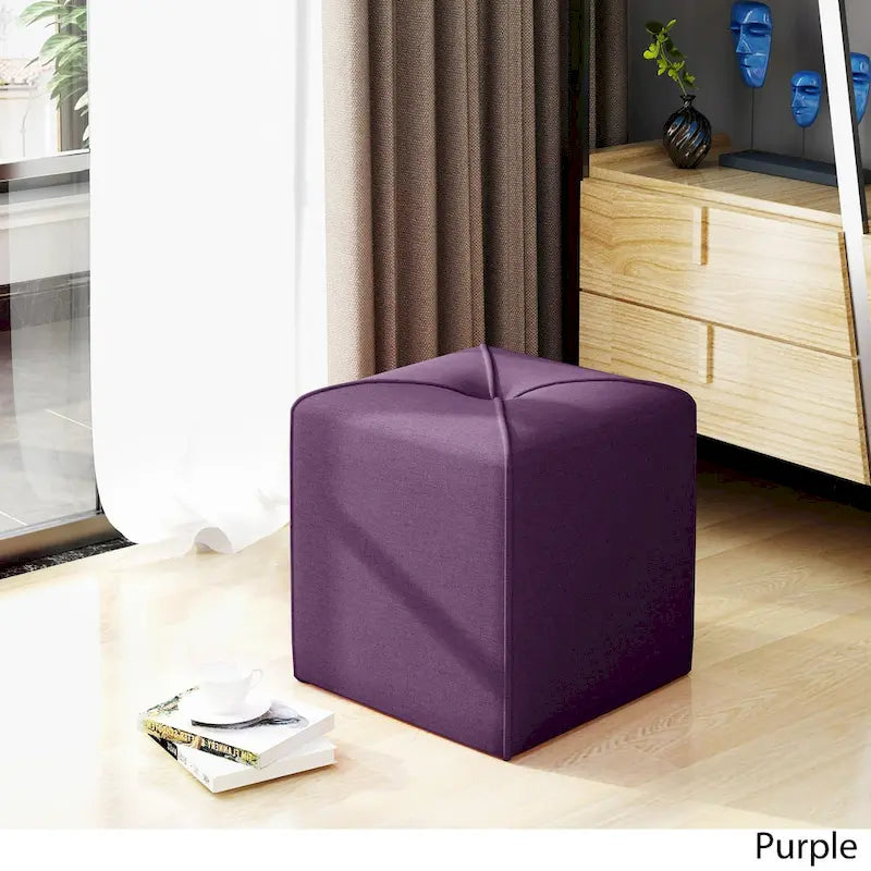 Pouf carré capitonné – Rouge / Lavande / Bleu marine / Violet / Anthracite – 1 place