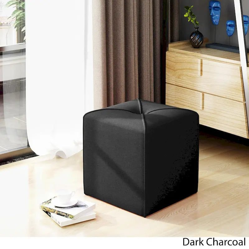 Pouf carré capitonné – Rouge / Lavande / Bleu marine / Violet / Anthracite – 1 place