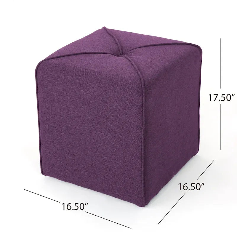 Pouf carré capitonné – Rouge / Lavande / Bleu marine / Violet / Anthracite – 1 place