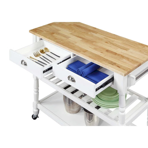 3-Tier Butcher Block Kitchen Cart with Drawers, Multiple Colors