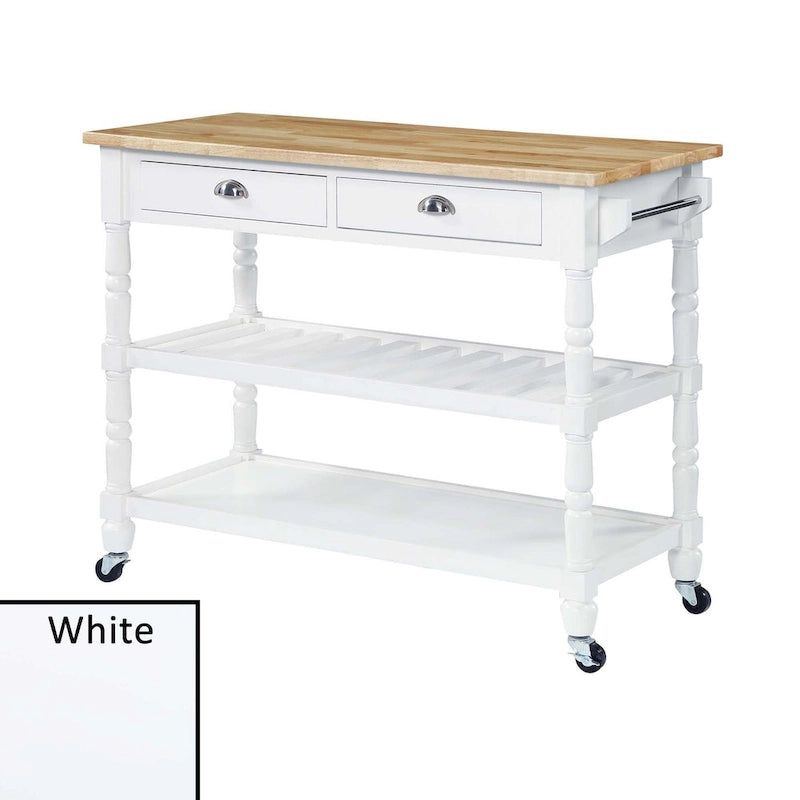 3-Tier Butcher Block Kitchen Cart with Drawers, Multiple Colors