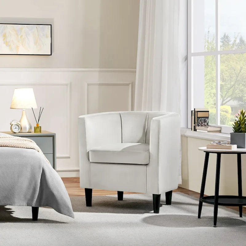 Fauteuil crapaud en velours, une place – Gris / Bleu / Vert olive / Beige