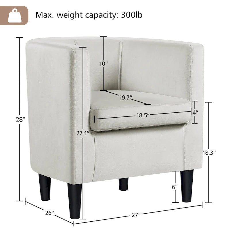 Fauteuil crapaud en velours, une place – Gris / Bleu / Vert olive / Beige