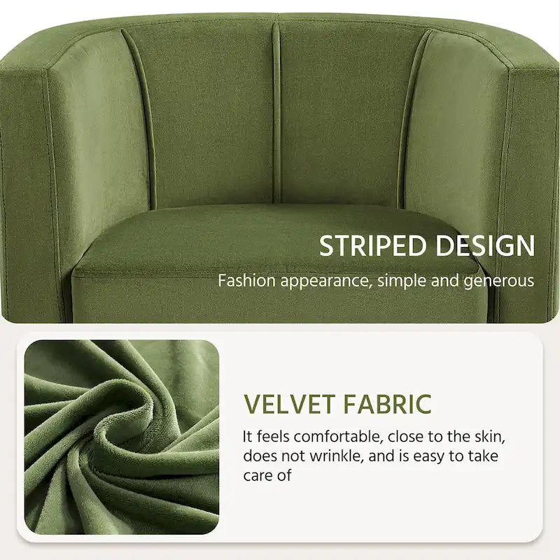 Fauteuil crapaud en velours, une place – Gris / Bleu / Vert olive / Beige
