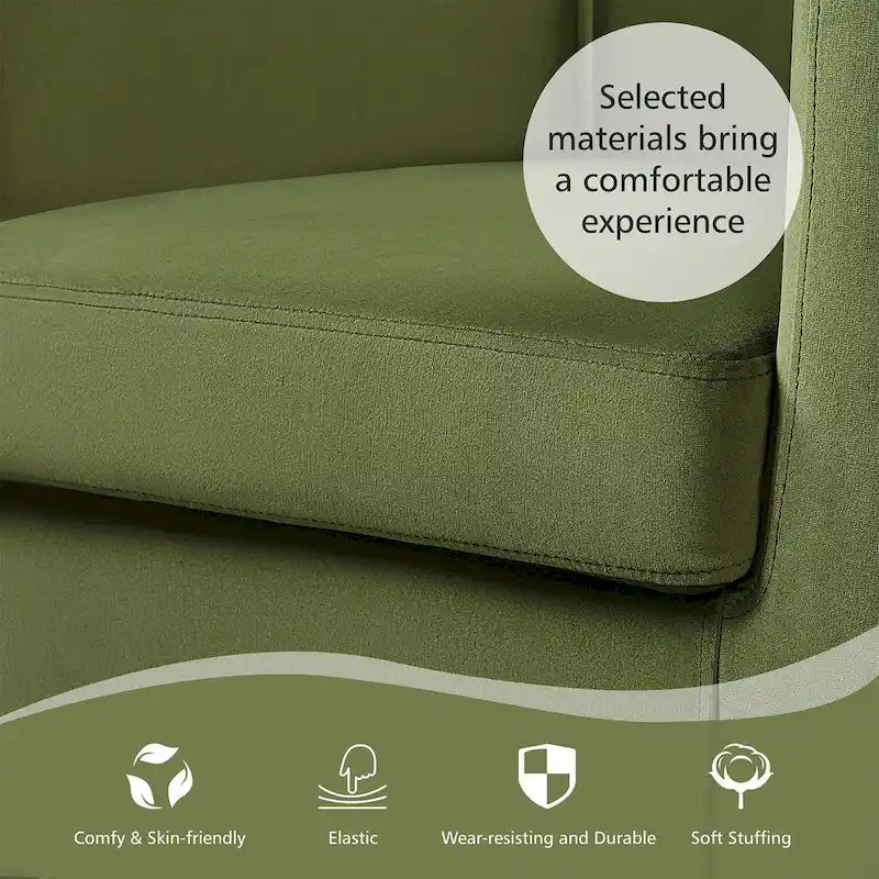 Fauteuil crapaud en velours, une place – Gris / Bleu / Vert olive / Beige