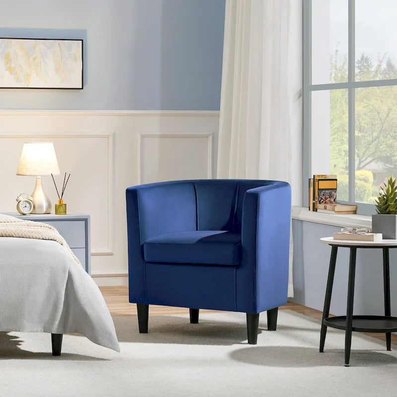 Fauteuil crapaud en velours, une place – Gris / Bleu / Vert olive / Beige