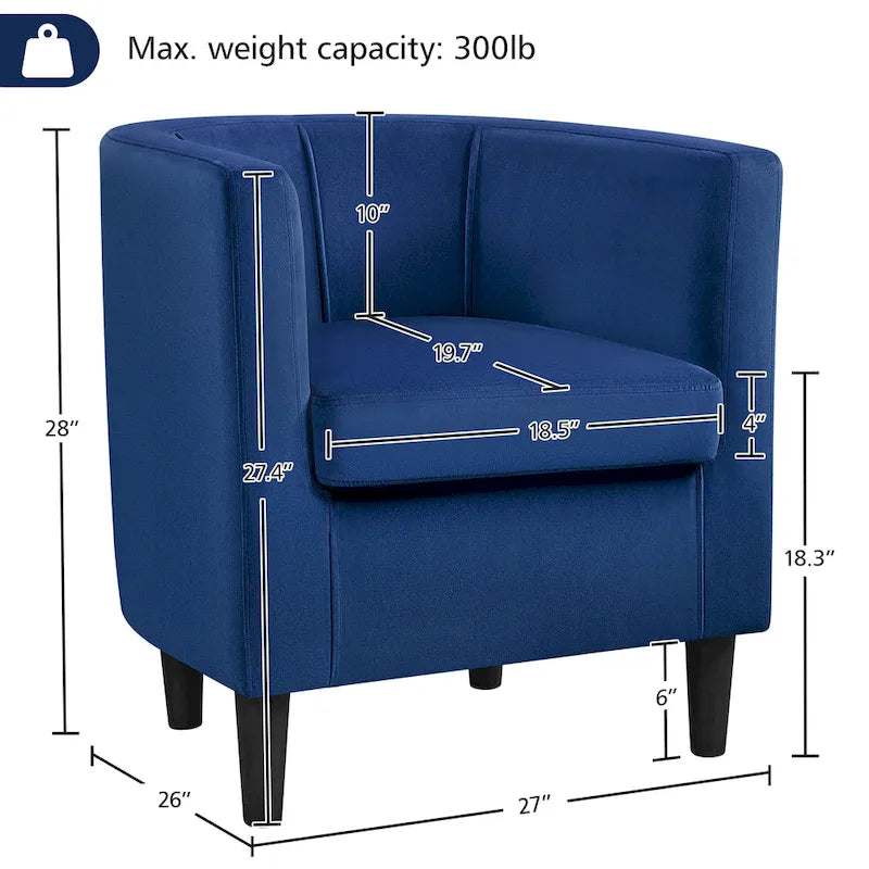 Fauteuil crapaud en velours, une place – Gris / Bleu / Vert olive / Beige